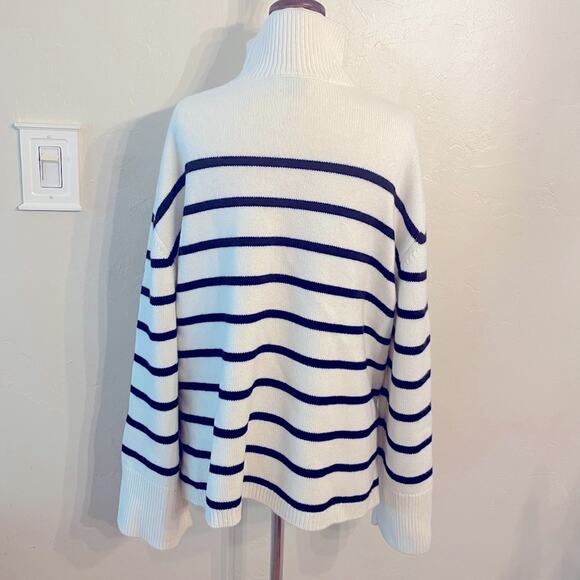 ANINE BING COURTNEY SWEATER Ivory & Black Stripe Cashmere Turtleneck Sweater XS - Picture 4 of 7